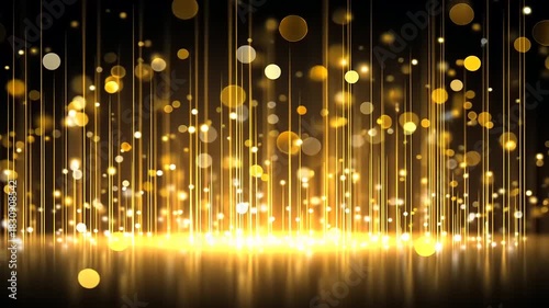 Elegant gold particles flowing on a black background creating a luxurious ambience