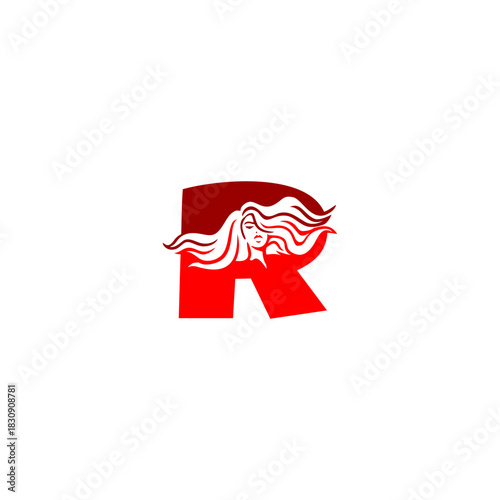 An elegant woman letter logo featuring flowing hair shaped into an alphabet form, crafted with stylish lines, modern aesthetics, and feminine identity perfect for beauty and branding.