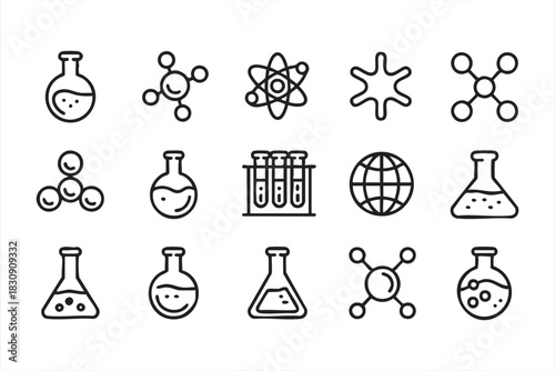 Laboratory Flask and Test Tube Icon Pack for Chemistry Projects