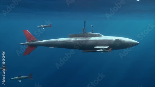 Wallpaper Mural Submarine and Fish - A Deep Sea Adventure in the Oceans Depths. Torontodigital.ca