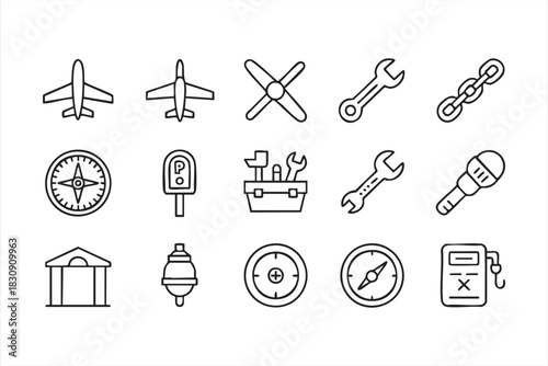 Airplane Parts, Tools, and Navigation Indicators for UI and Dashboard Design