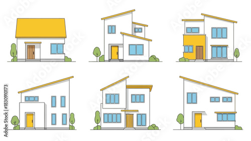 Collection of Modern and Stylish Residential Houses with Unique Architectural Designs and Bright Color Accents