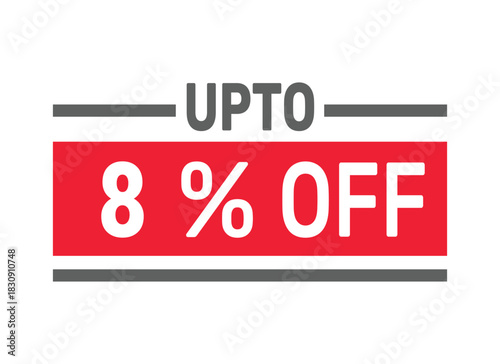Up to 8% Off sale offer text design icon vector illustration