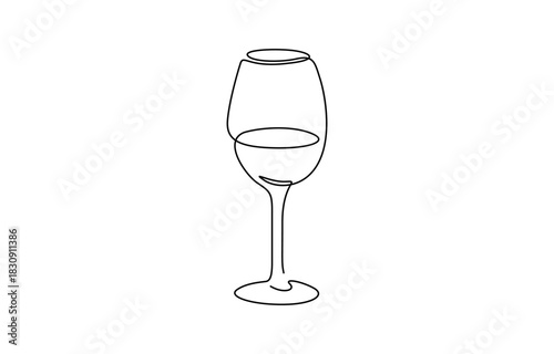 Continuous one line drawing of glasses of red wine. Toast and cheers with splash in simple linear style. Isolated on transparent background