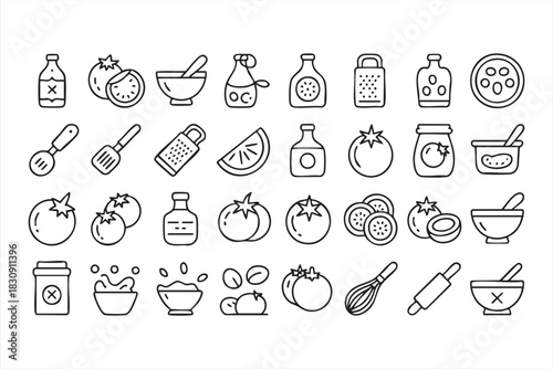 Culinary Line Symbols for Cooking Guides, Menus, and Meal Prep