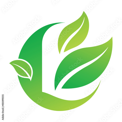L Green Leaf Logo For Nature, Sustainability, And Environment Brand Identity

