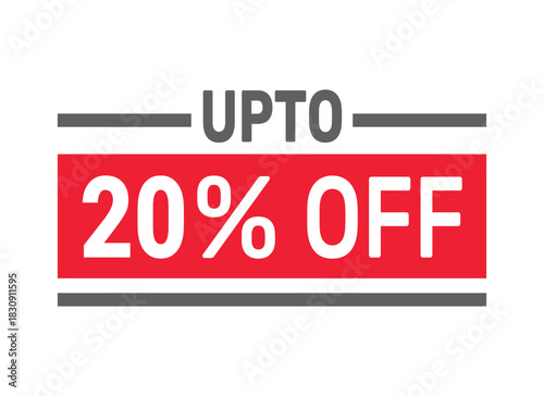 Up to 20% Off sale offer text design icon vector illustration