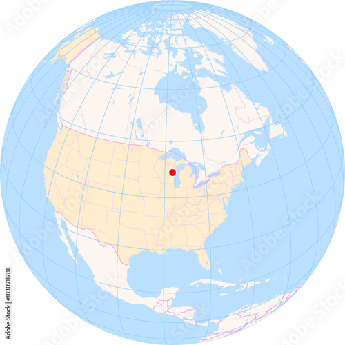 Location Map of Green Bay–Austin Straubel Int. Airport (Green Bay, Wisconsin, United States). IATA-code: GRB. No labels at all.