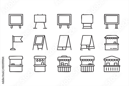 Retail Stall Vector Symbols for Popup Shops and Outdoor Markets