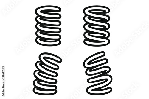 Set of four stylized compression springs for machinery and automotive use