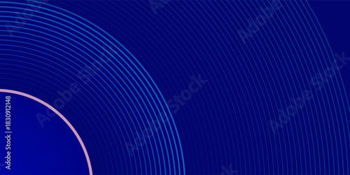 3D blue luxury abstract background overlap layer on dark space with golden circles lines decoration. Modern graphic design element cutout style concept for web banner, flyer, card, or brochure cover