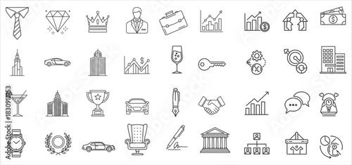 Outline Perfection: Monoline Vector Icons for Business