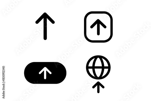 Modern upload and upward direction symbols for user interface and application design