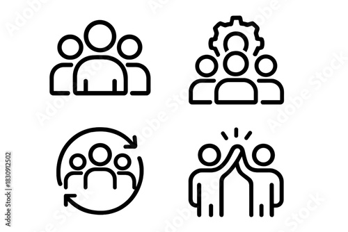 Business team collaboration group management partnership and high five success symbols