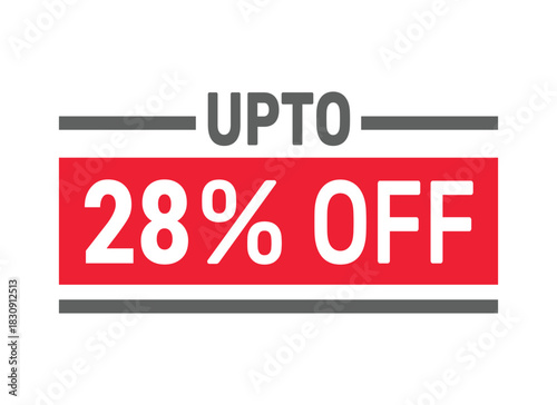 Up to 28% Off sale offer text design icon vector illustration