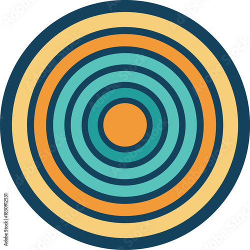 Minimalist concentric circle pattern design with vibrant color options for graphic projects