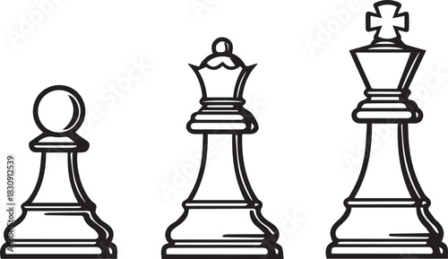 Chess King Queen and Pawn Outline e0e309e995e32349d0b4a119dc4efa05dr