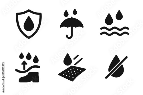 Waterproof, water resistant, and moisture protection symbols for product labeling