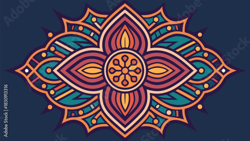 Abstract geometric decorative line pattern with colorful elements and modern design