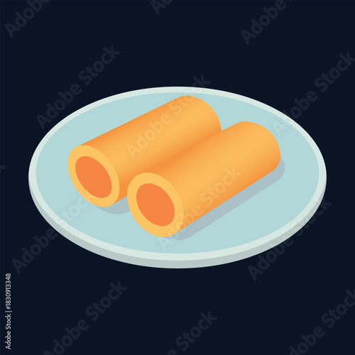 Spring Rolls Illustration – Asian Snack Flat Food Vector