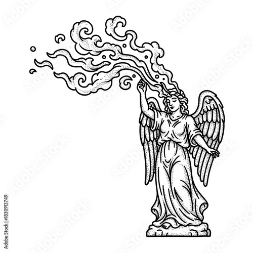 Stylized Angel Releasing Wisps of Smoke or Energy.