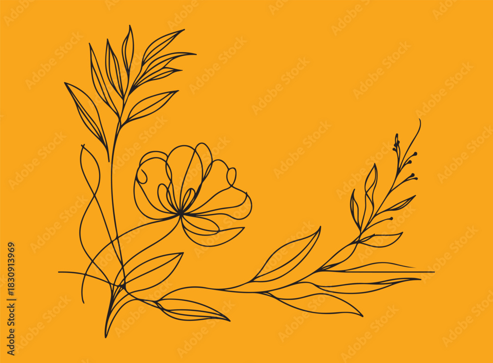 Naklejka premium Minimalist botanical line art illustration