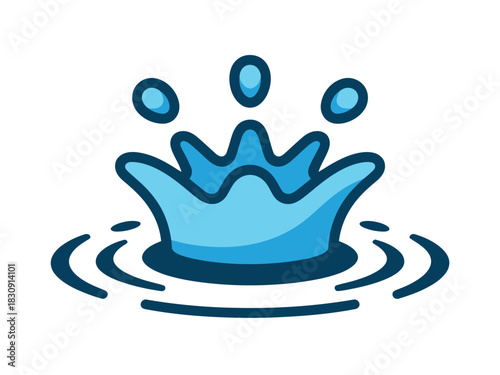 A vibrant blue water splash creates ripples on the surface.