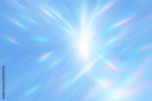 Blue prism glow background with luminous bokeh and shimmering pastel light effects