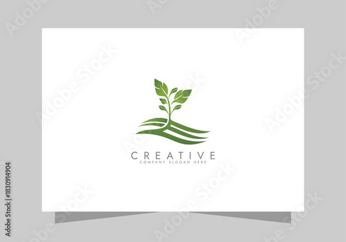 Agriculture and Farming Field, Eco-Friendly Plant icon, Green Farm Field logo vector design