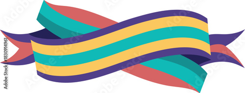 Abstract flat design of a flowing wavy ribbon creating a seamless repeating pattern for graphic elements