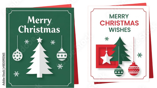 Festive Greetings Elegant Christmas Card Designs Featuring Trees and Ornaments