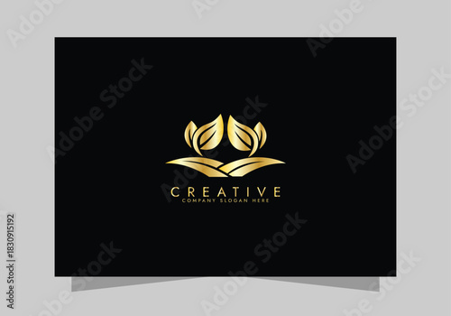 Agriculture and Farming Field , Eco-Friendly Plant luxurious icon, golden Farm Field logo vector design