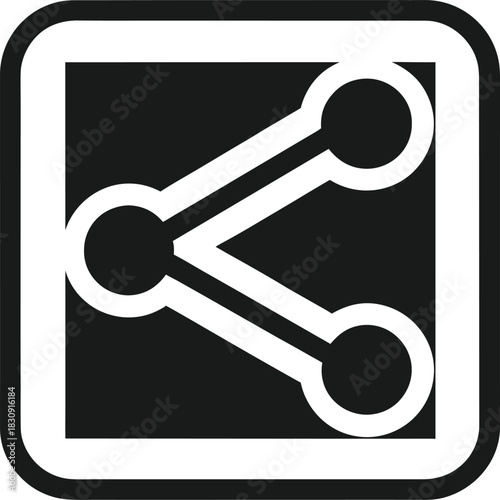 Monochrome geometric share icon with crisp clean lines for digital and print use