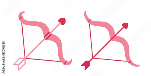 Set of Valentine Cupid Bow and Arrow Flat Vector Illustration.
Happy Valentine's Day.
White background.