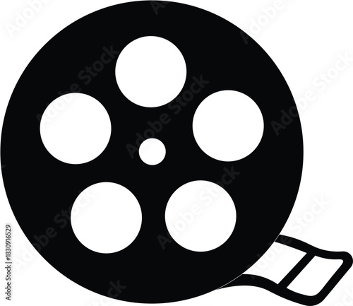 black and white film roll icon