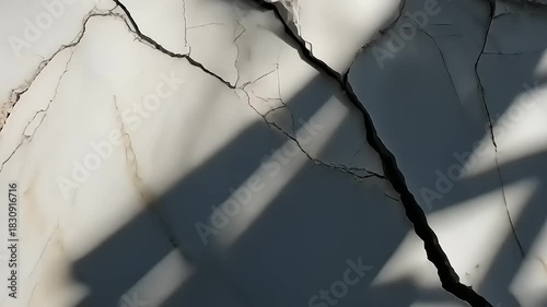 Dynamic Shadows Sweep Across Cracked Marble Surface Revealing Texture and Depth