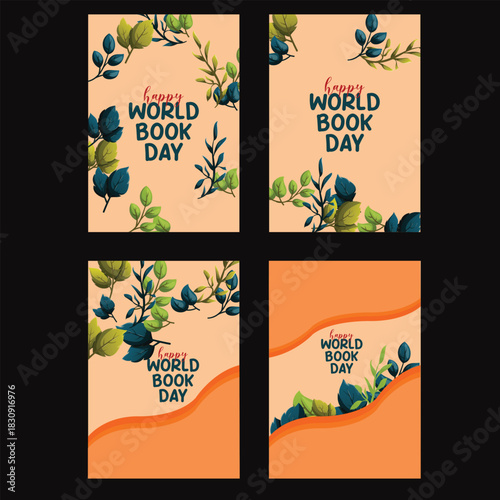 Happy World Book Day Illustration Set, Reading, Literature and Education Concept Banner