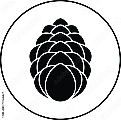 Illustration hop cone within circle frame simple silhouette vector