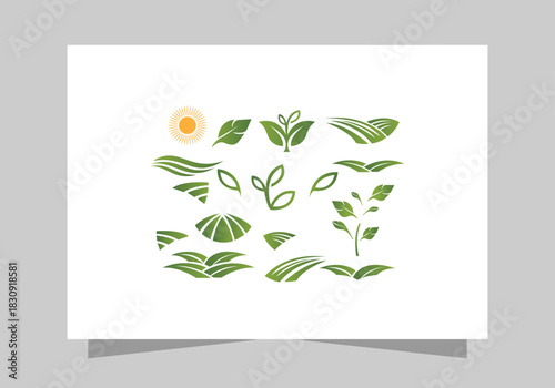 Green Nature and Agriculture Logo Elements Collection vector design 