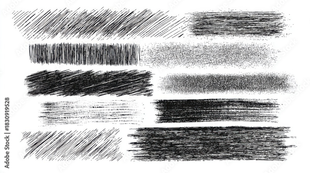 Obraz premium Black ink hand drawn abstract textures and patterns