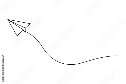 Paper plane continuous one line art drawing of design. single line art air plane travel concept icon vector illustration