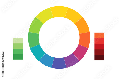 Comprehensive color wheel diagram with complementary and analogous palettes for design