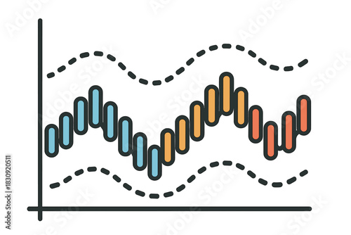 Colorful fluctuating chart showing market volatility and statistical data analysis