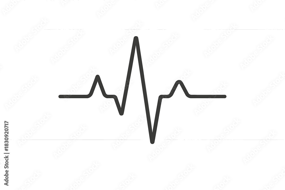 Obraz premium Minimalist black line showing a vital sign heartbeat pulse wave on a white background