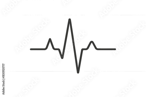 Minimalist black line showing a vital sign heartbeat pulse wave on a white background