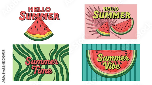 Summer Watermelon Graphics Vibrant Season-Themed Design Collection