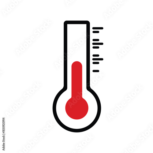 Thermometer showing high temperature in a simple and clear design for weather indication and analysis