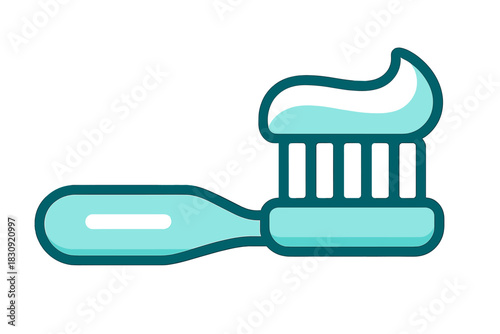 Stylized toothbrush loaded with toothpaste for daily dental hygiene and oral care