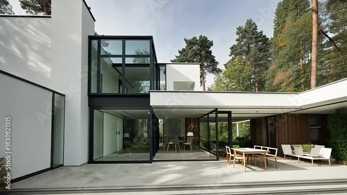 Modern Architecture Showcase: A Luxurious Residence Seamlessly Integrated into a Forest Environment