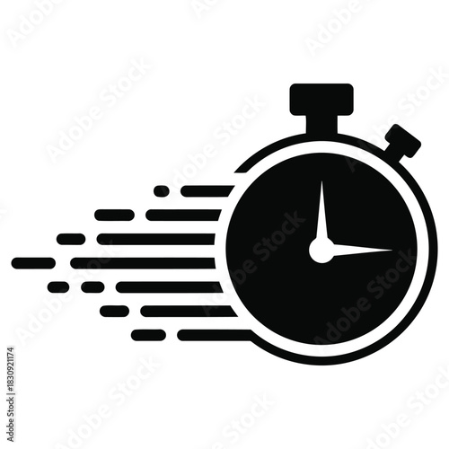 Speeding Stopwatch Vector Illustration: Fast Time, Deadline, and Urgency Concept Design
